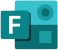 layered and stacked teal shapes to create a form icon with the letter f